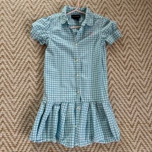 Polo Ralph Lauren button front dress in baby blue gingham. size 6, EUC